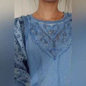 Blue Lace Detail Top